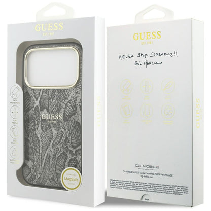 MagSafe-deksel for Apple iPhone 17 Pro, Guess, Python-mønster, Svart