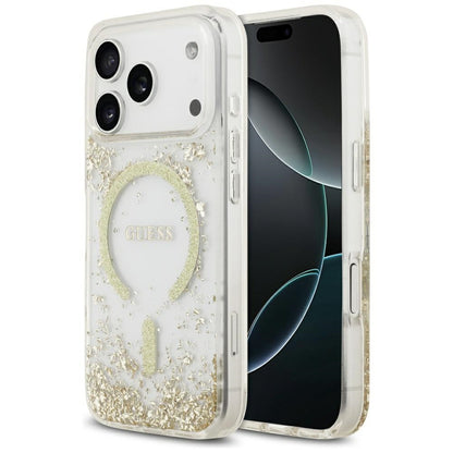 MagSafe-deksel for Apple iPhone 17 Pro, Guess, Resin Bottom Glitter, Gull