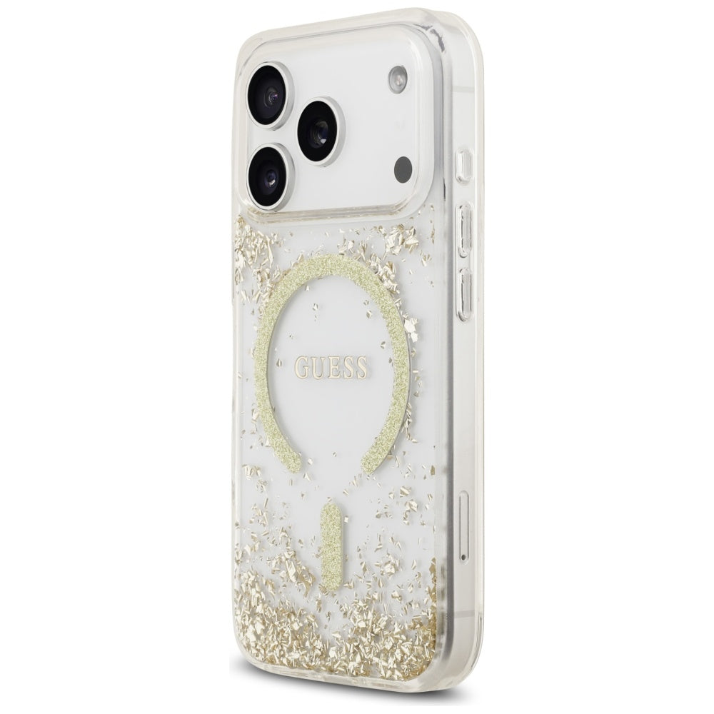 MagSafe-deksel for Apple iPhone 17 Pro, Guess, Resin Bottom Glitter, Gull
