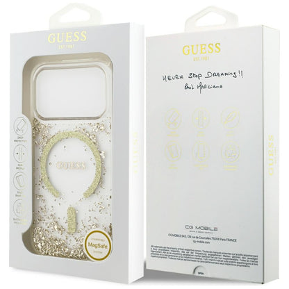 MagSafe-deksel for Apple iPhone 17 Pro, Guess, Resin Bottom Glitter, Gull