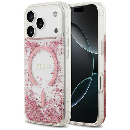 MagSafe-deksel for Apple iPhone 17 Pro, Guess, Resin Bottom Glitter, Rosa