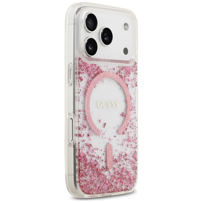 MagSafe-deksel for Apple iPhone 17 Pro, Guess, Resin Bottom Glitter, Rosa