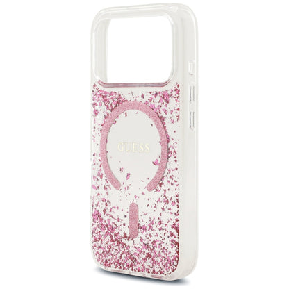 MagSafe-deksel for Apple iPhone 17 Pro, Guess, Resin Bottom Glitter, Rosa