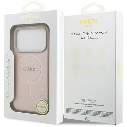 MagSafe-deksel for Apple iPhone 17 Pro, Guess, Saffiano Classic Logo, Rosa