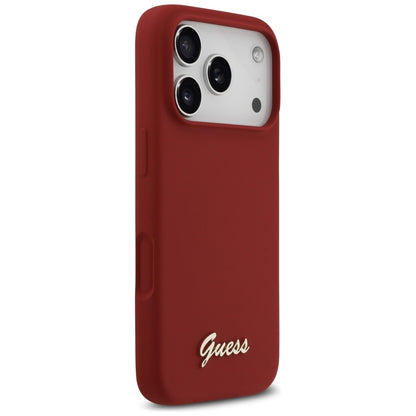 MagSafe-deksel for Apple iPhone 17 Pro, Guess, Script Metal Logo, Rosa