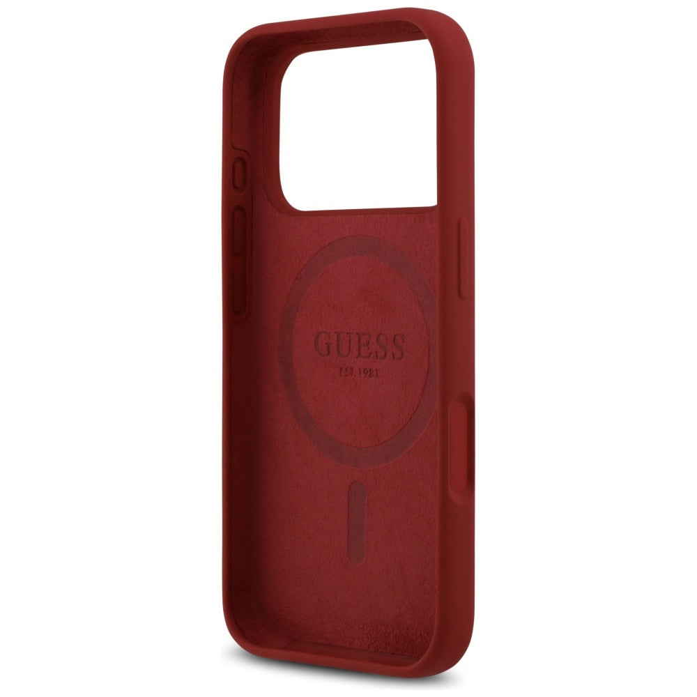 MagSafe-deksel for Apple iPhone 17 Pro, Guess, Script Metal Logo, Rosa