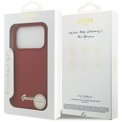MagSafe-deksel for Apple iPhone 17 Pro, Guess, Script Metal Logo, Rosa