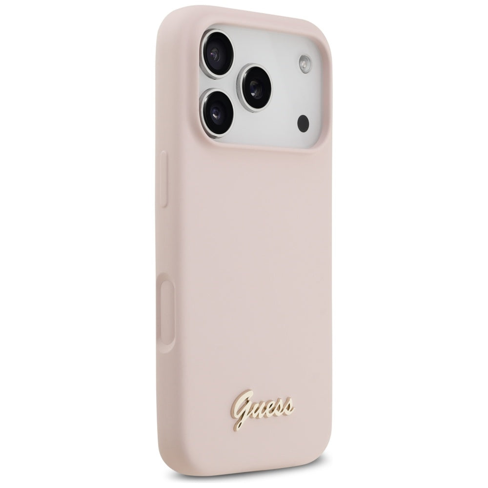 MagSafe-deksel for Apple iPhone 17 Pro, Guess, Script Metal Logo, Lys Rosa