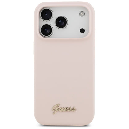 MagSafe-deksel for Apple iPhone 17 Pro, Guess, Script Metal Logo, Lys Rosa