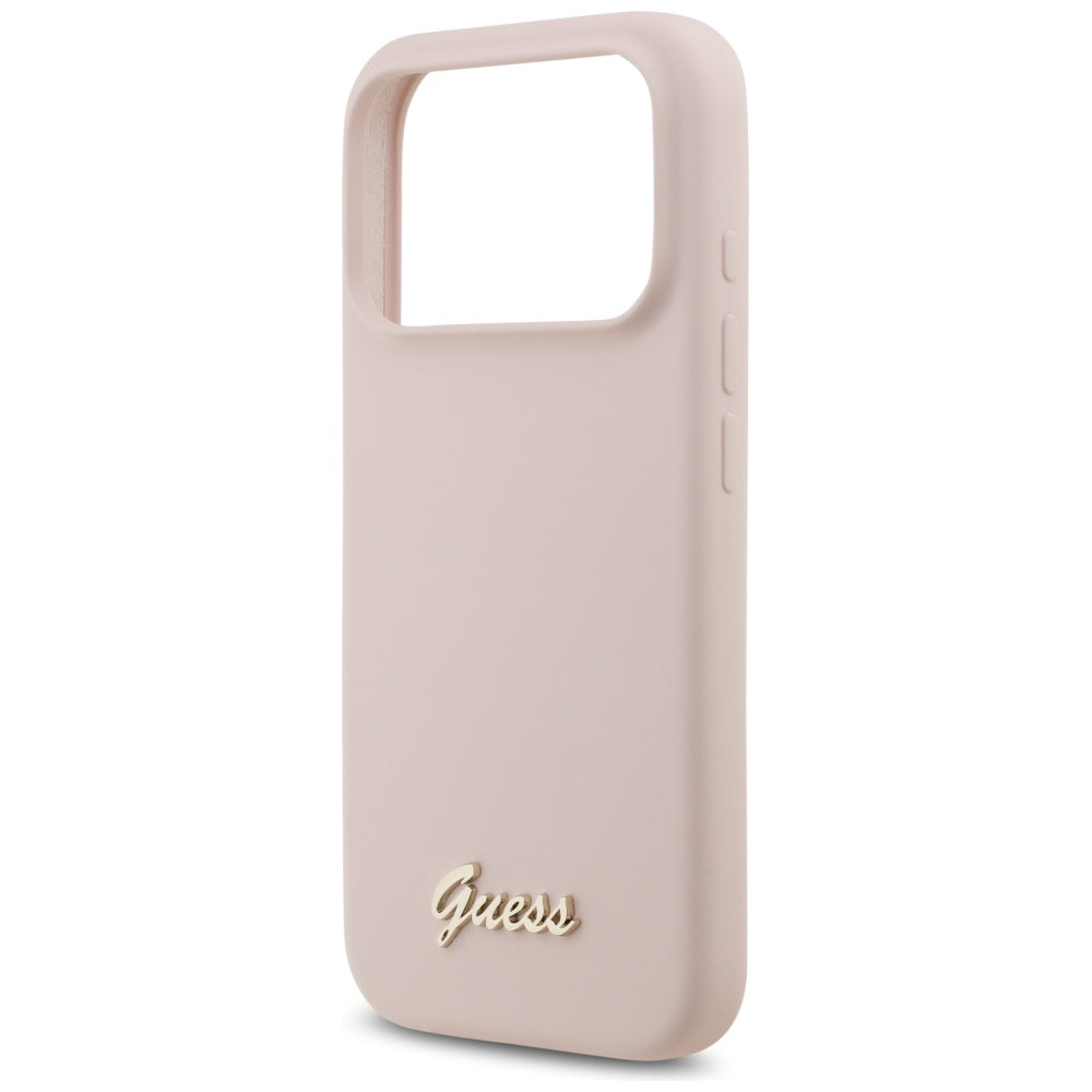 MagSafe-deksel for Apple iPhone 17 Pro, Guess, Script Metal Logo, Lys Rosa