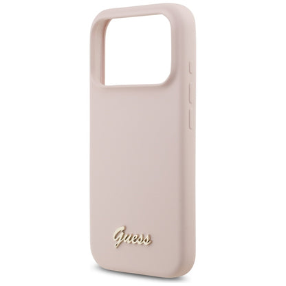 MagSafe-deksel for Apple iPhone 17 Pro, Guess, Script Metal Logo, Lys Rosa