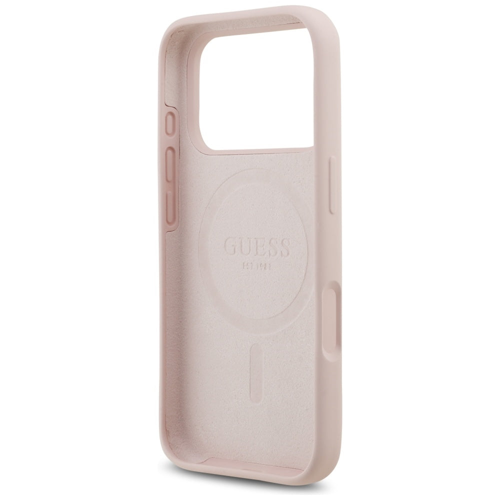 MagSafe-deksel for Apple iPhone 17 Pro, Guess, Script Metal Logo, Lys Rosa