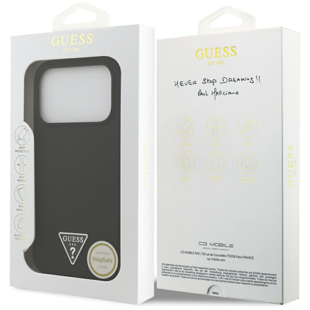 MagSafe-deksel for Apple iPhone 17 Pro, Guess, Triangle Logo, Svart