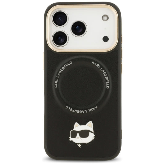 MagSafe-deksel for Apple iPhone 17 Pro, Karl Lagerfeld, Big Strap Choupette Metal Logo, Svart