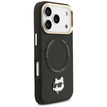 MagSafe-deksel for Apple iPhone 17 Pro, Karl Lagerfeld, Big Strap Choupette Metal Logo, Svart