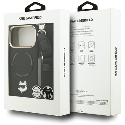 MagSafe-deksel for Apple iPhone 17 Pro, Karl Lagerfeld, Big Strap Choupette Metal Logo, Svart
