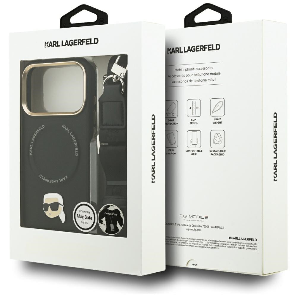 MagSafe-deksel for Apple iPhone 17 Pro, Karl Lagerfeld, Big Strap Karl Metal Logo, Svart