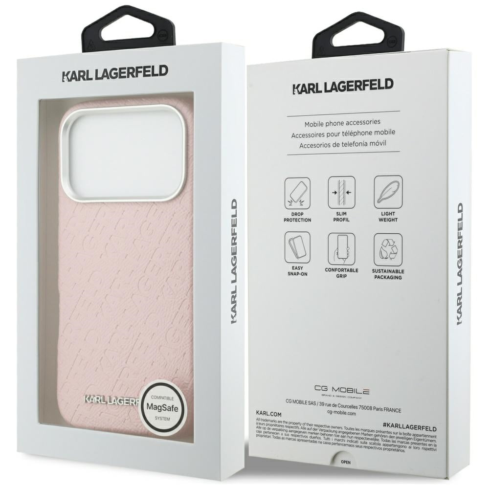 MagSafe-deksel for Apple iPhone 17 Pro, Karl Lagerfeld, FW Stamped Karl, Rosa