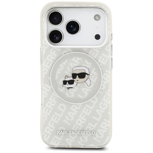 MagSafe-deksel for Apple iPhone 17 Pro, Karl Lagerfeld, Glitter Karl & Choupette Head, Hvit