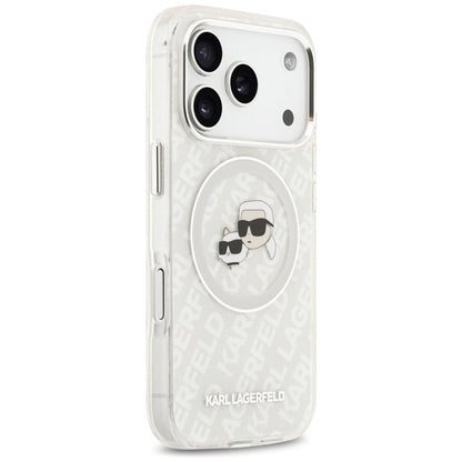 MagSafe-deksel for Apple iPhone 17 Pro, Karl Lagerfeld, Glitter Karl & Choupette Head, Hvit