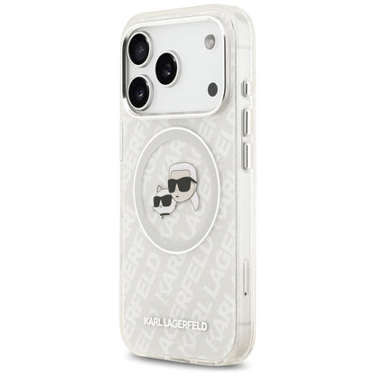 MagSafe-deksel for Apple iPhone 17 Pro, Karl Lagerfeld, Glitter Karl & Choupette Head, Hvit