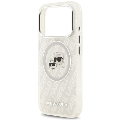 MagSafe-deksel for Apple iPhone 17 Pro, Karl Lagerfeld, Glitter Karl & Choupette Head, Hvit
