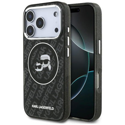 MagSafe-deksel for Apple iPhone 17 Pro, Karl Lagerfeld, Glitter Karl & Choupette Head, Svart