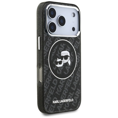 MagSafe-deksel for Apple iPhone 17 Pro, Karl Lagerfeld, Glitter Karl & Choupette Head, Svart