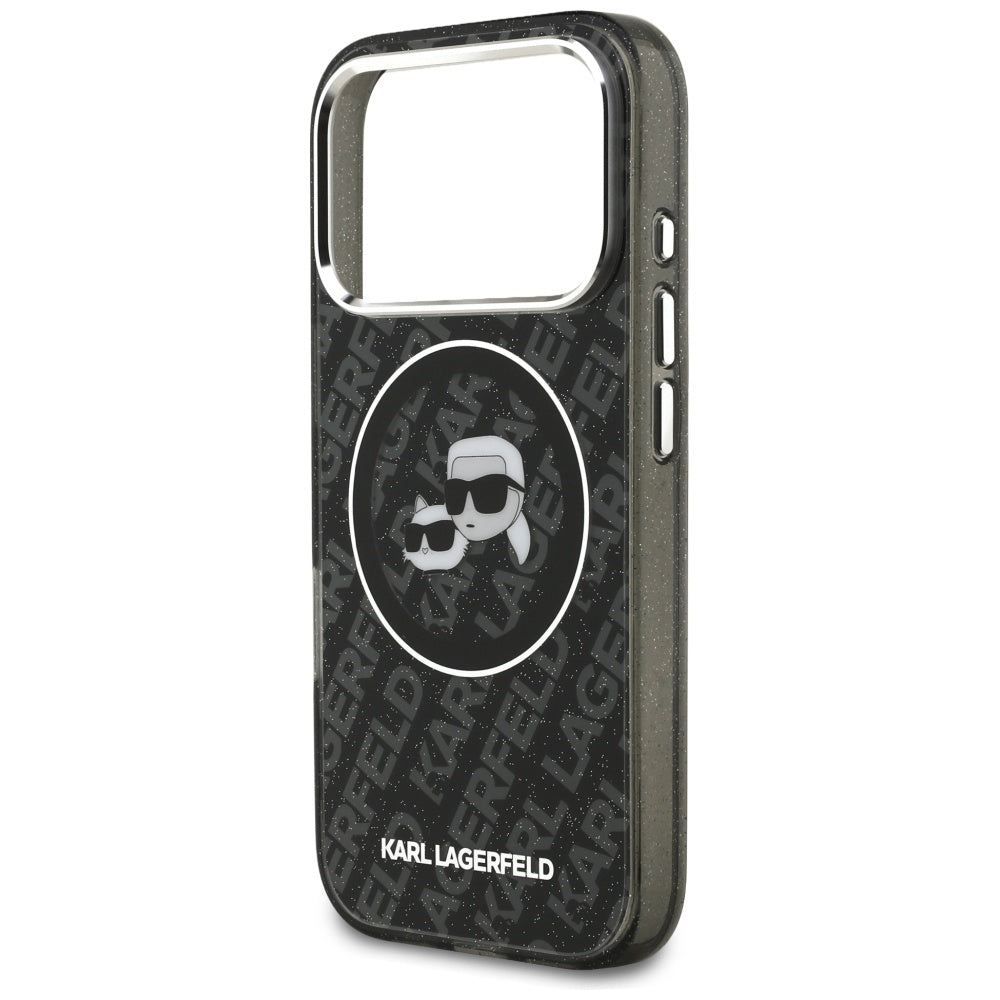 MagSafe-deksel for Apple iPhone 17 Pro, Karl Lagerfeld, Glitter Karl & Choupette Head, Svart