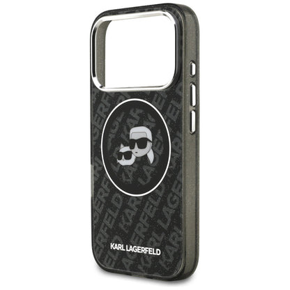 MagSafe-deksel for Apple iPhone 17 Pro, Karl Lagerfeld, Glitter Karl & Choupette Head, Svart