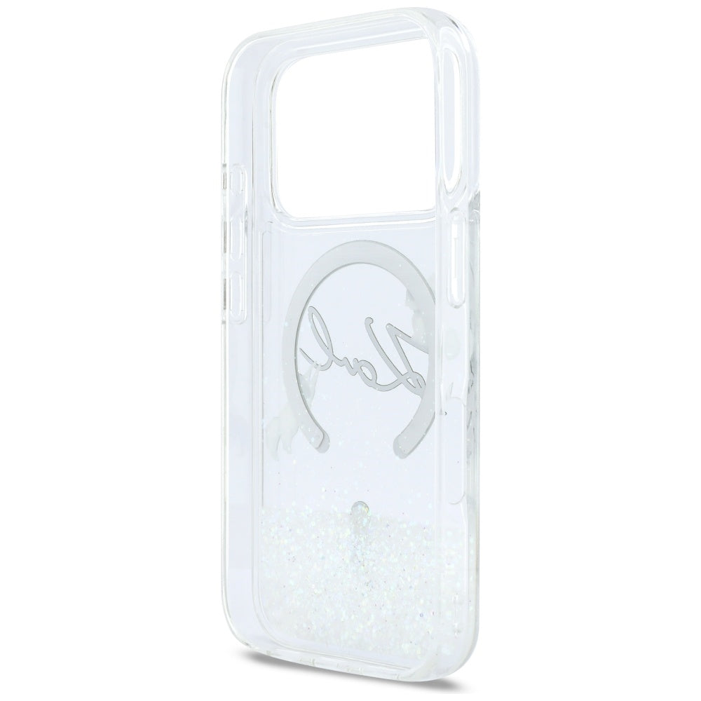 MagSafe-deksel for Apple iPhone 17 Pro, Karl Lagerfeld, Glitter Karl Script Logo, Gjennomsiktig