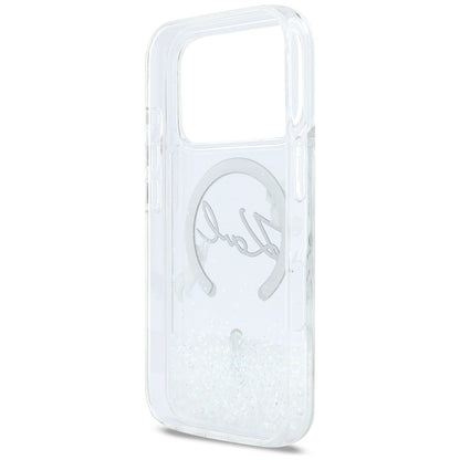 MagSafe-deksel for Apple iPhone 17 Pro, Karl Lagerfeld, Glitter Karl Script Logo, Gjennomsiktig