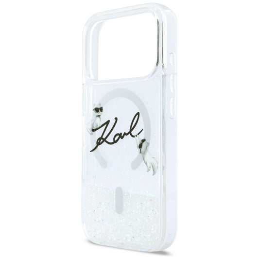 MagSafe-deksel for Apple iPhone 17 Pro, Karl Lagerfeld, Glitter Karl Script Logo, Gjennomsiktig