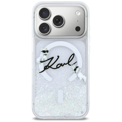 MagSafe-deksel for Apple iPhone 17 Pro, Karl Lagerfeld, Glitter Karl Script Logo, Gjennomsiktig
