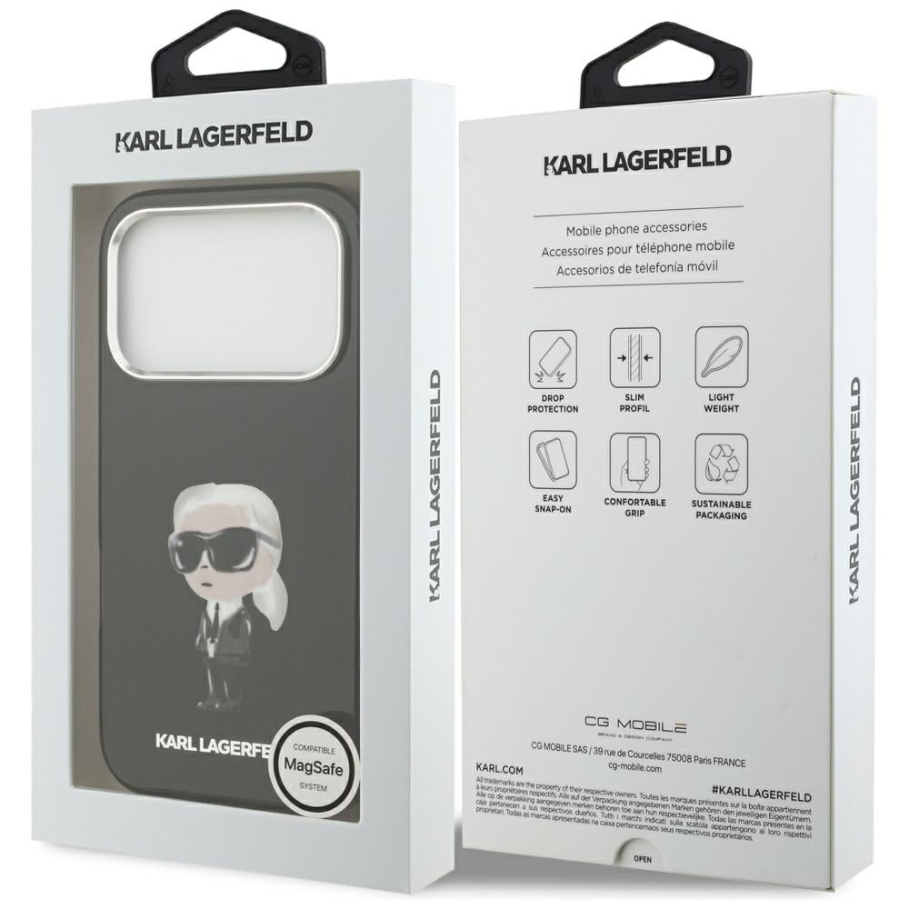 MagSafe-deksel for Apple iPhone 17 Pro, Karl Lagerfeld, IML Aquarelle Karl Ikonik, Svart