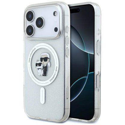 MagSafe-deksel for Apple iPhone 17 Pro, Karl Lagerfeld, IML Glitter Karl & Choupette, Gjennomsiktig