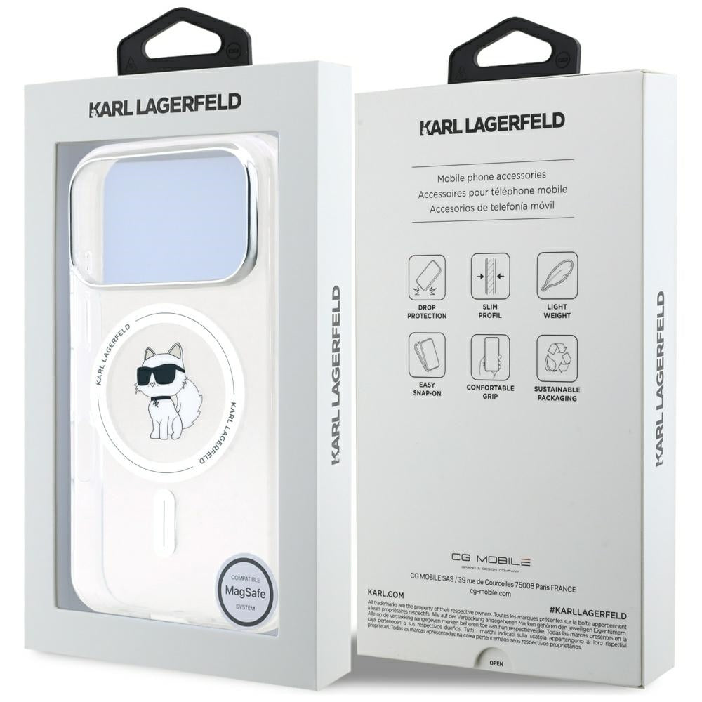 MagSafe deksel for Apple iPhone 17 Pro, Karl Lagerfeld, IML Logo Choupette, Gjennomsiktig