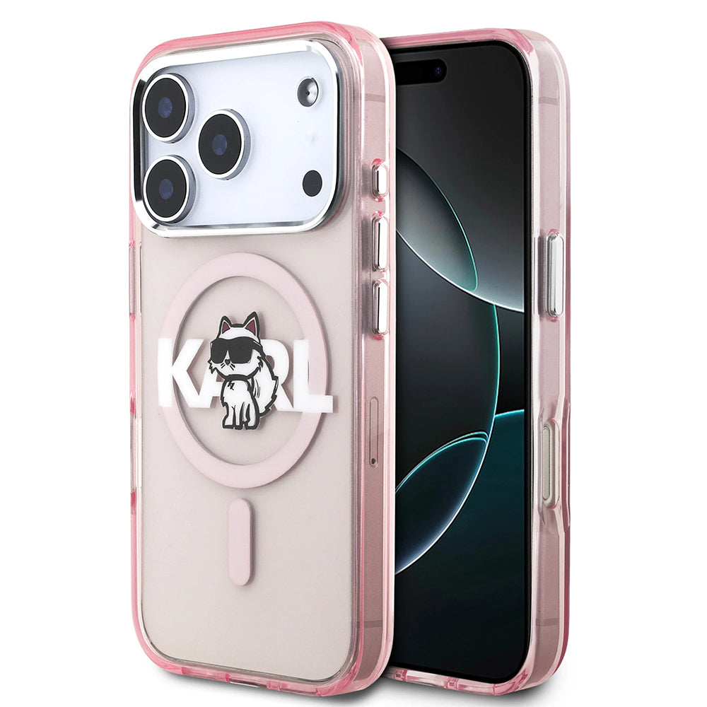 MagSafe-deksel for Apple iPhone 17 Pro, Karl Lagerfeld, IML Sketch Logo Choupette, Rosa