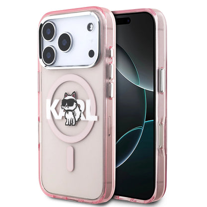 MagSafe-deksel for Apple iPhone 17 Pro, Karl Lagerfeld, IML Sketch Logo Choupette, Rosa