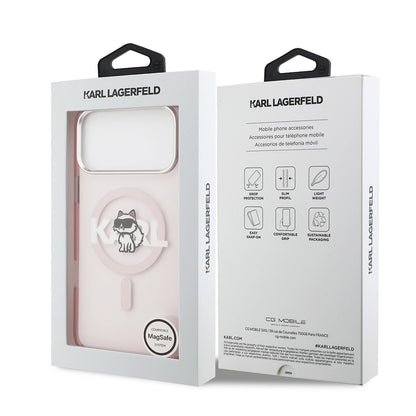 MagSafe-deksel for Apple iPhone 17 Pro, Karl Lagerfeld, IML Sketch Logo Choupette, Rosa