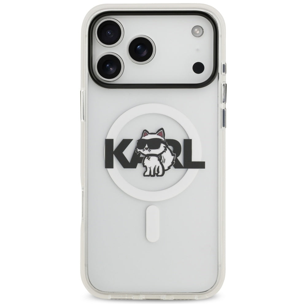 MagSafe deksel for Apple iPhone 17 Pro, Karl Lagerfeld, IML Sketch Logo Choupette, Gjennomsiktig