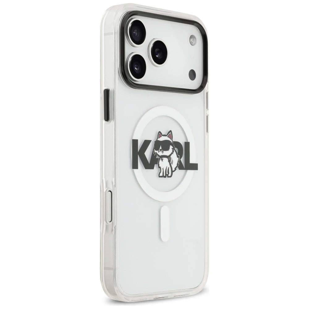 MagSafe deksel for Apple iPhone 17 Pro, Karl Lagerfeld, IML Sketch Logo Choupette, Gjennomsiktig