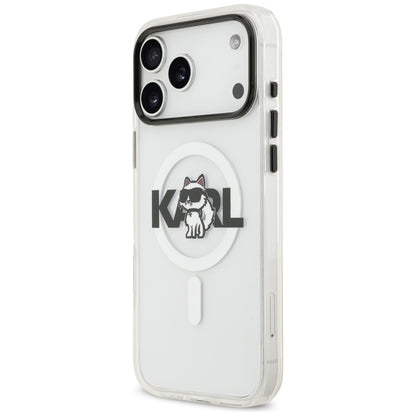 MagSafe deksel for Apple iPhone 17 Pro, Karl Lagerfeld, IML Sketch Logo Choupette, Gjennomsiktig