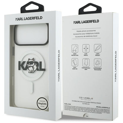 MagSafe deksel for Apple iPhone 17 Pro, Karl Lagerfeld, IML Sketch Logo Choupette, Gjennomsiktig