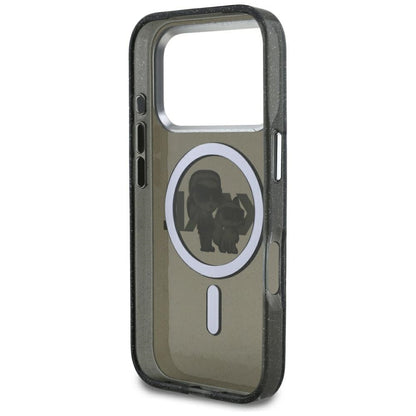 MagSafe-deksel for Apple iPhone 17 Pro, Karl Lagerfeld, IML Sketch Logo Glitter Karl & Choupette, Svart