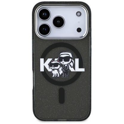 MagSafe-deksel for Apple iPhone 17 Pro, Karl Lagerfeld, IML Sketch Logo Glitter Karl & Choupette, Svart