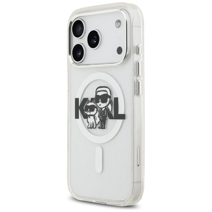 MagSafe-deksel for Apple iPhone 17 Pro, Karl Lagerfeld, IML Sketch Logo Glitter Karl & Choupette, Gjennomsiktig