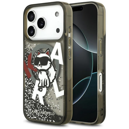 MagSafe-deksel for Apple iPhone 17 Pro, Karl Lagerfeld, Liquid Glitter Choupette Logo, Svart