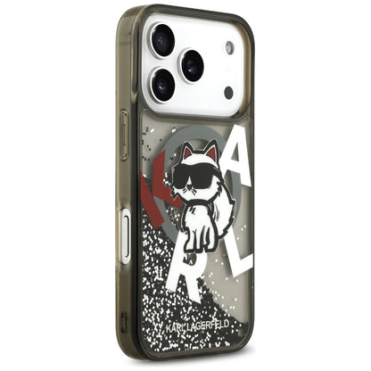 MagSafe-deksel for Apple iPhone 17 Pro, Karl Lagerfeld, Liquid Glitter Choupette Logo, Svart