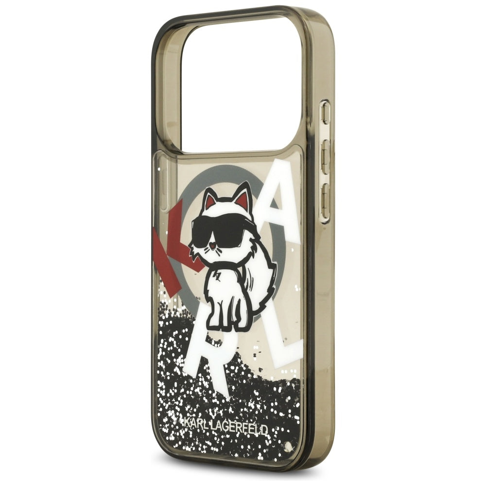 MagSafe-deksel for Apple iPhone 17 Pro, Karl Lagerfeld, Liquid Glitter Choupette Logo, Svart